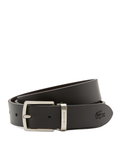 LACOSTE Smooth Leather Belt and 2 Buckle Gift Set Black Brown