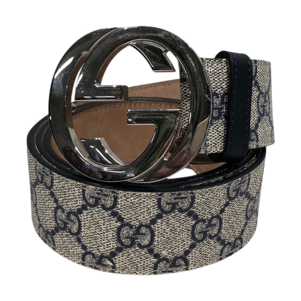 GUCCI/Belt/Monogram/Leather/NVY/