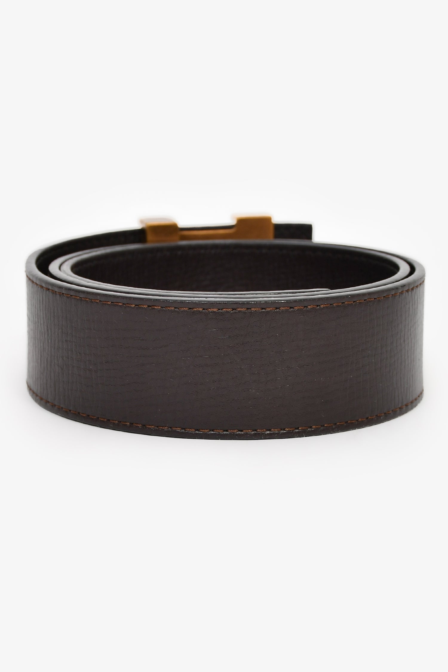 Louis Vuitton Brown Grained Leather LV Belt Size 75