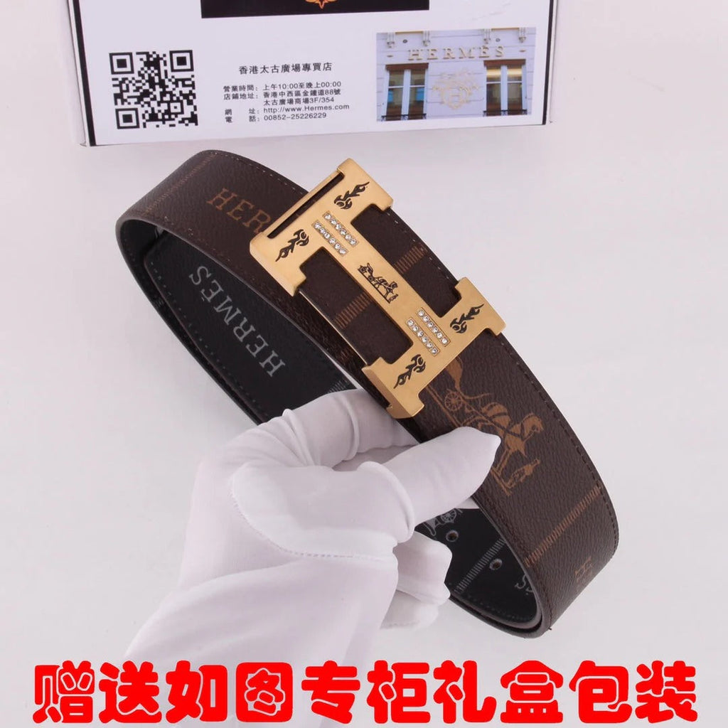 HM Constance Belt 38mm Brown Black Cowhide Gold Buckle 620189|Hermès belt
