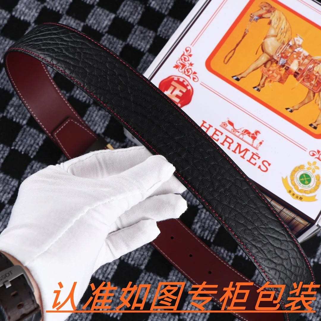 HM Belt 38mm Black Cowhide Leather Gold Buckle 619053 |Hermès belt
