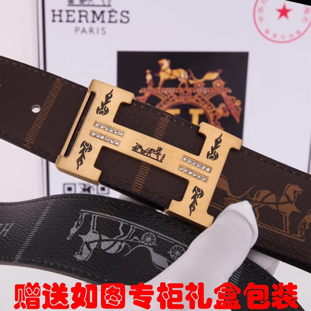HM Constance Belt 38mm Brown Black Cowhide Gold Buckle 620189|Hermès belt