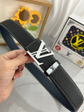 LOUIS VUITTON LV 25S BELT 38 MM IN BLACK CALFSKIN 593289