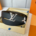 LOUIS VUITTON PRETTY LV 30MM REVERSIBLE BELT IN BLACK CALFSKIN SILVER HARDWARE