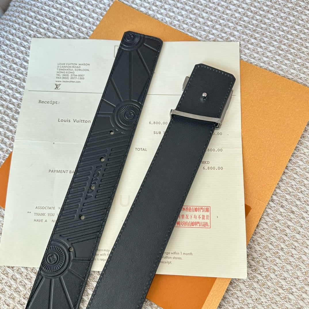 LOUIS VUITTON LV 25S BELT 40 MM IN BLACK CALFSKIN 593226